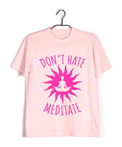 Yoga No Hate, Only Meditate Sports Fitness Casual Graphic Printed T-Shirt for Men